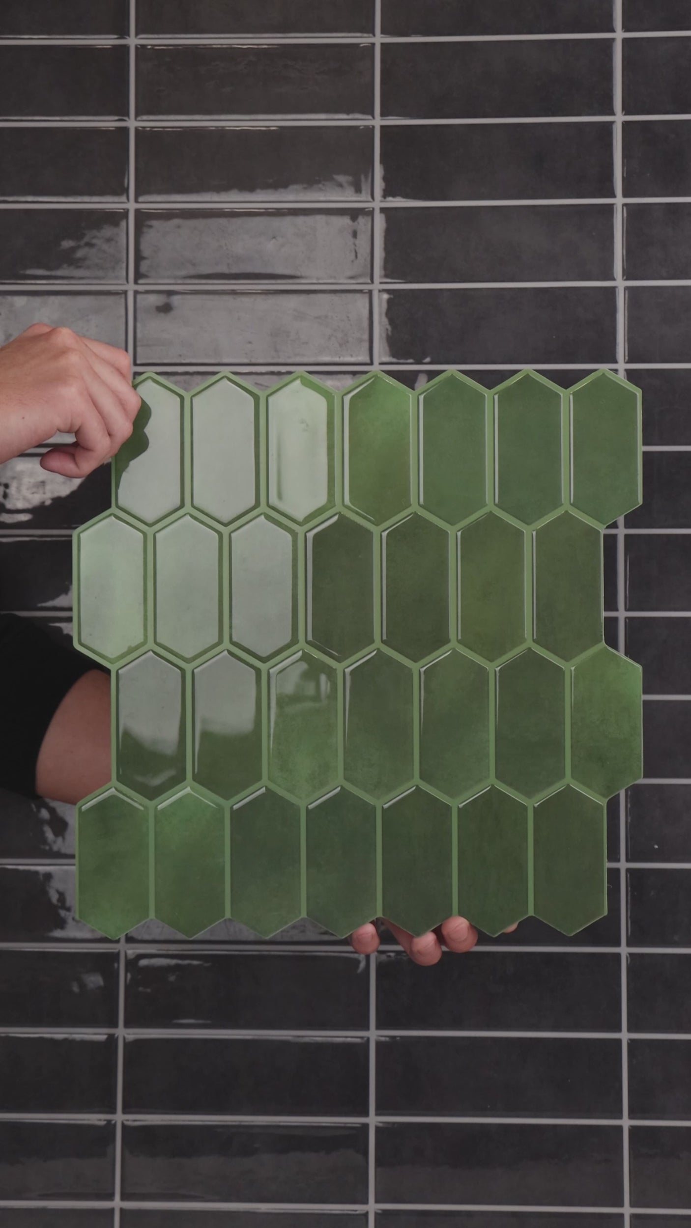 10-pk Alexandra grønn selvklebende veggfliser