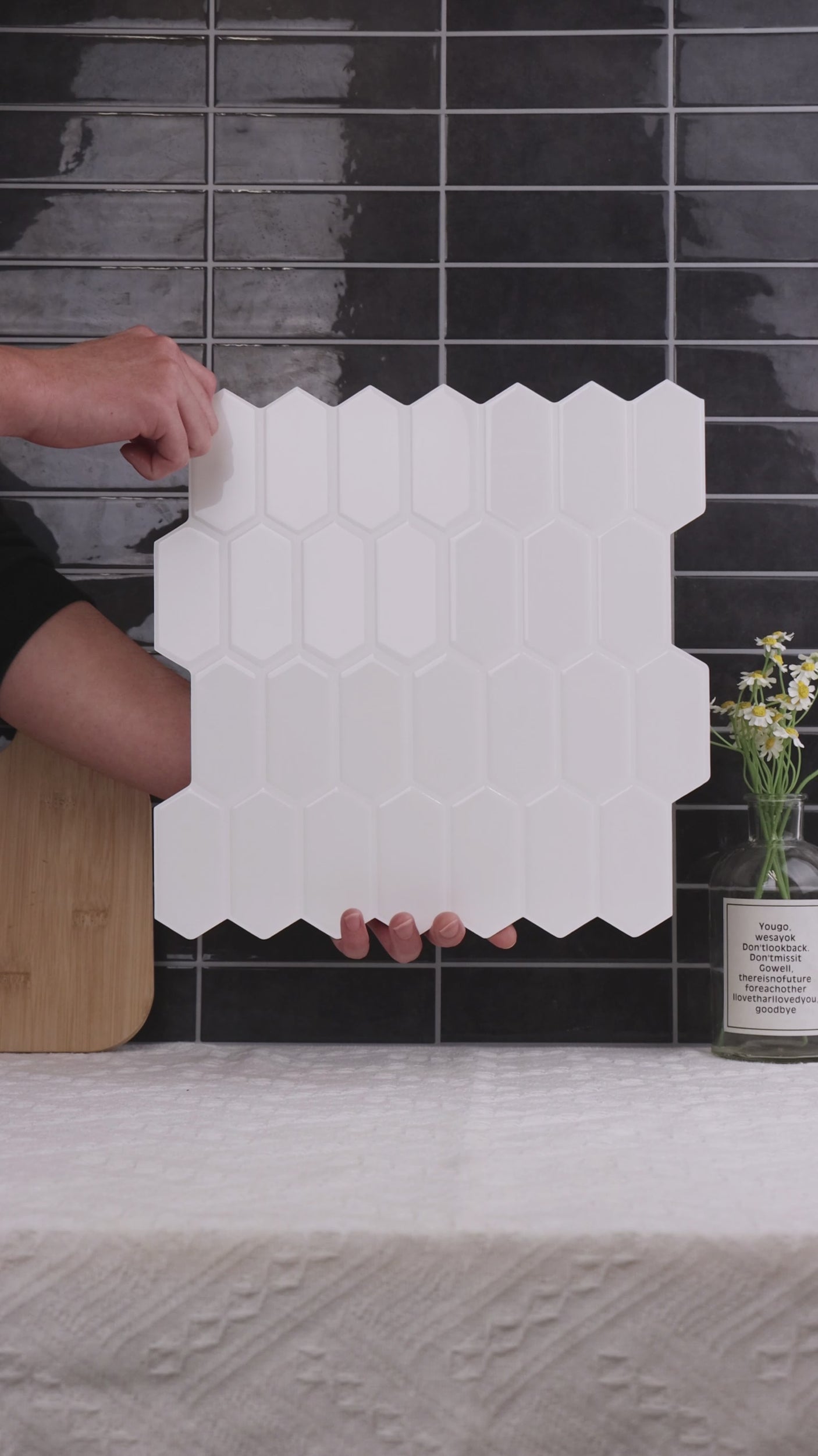 10-pk Alexandra hvit selvklebende veggfliser