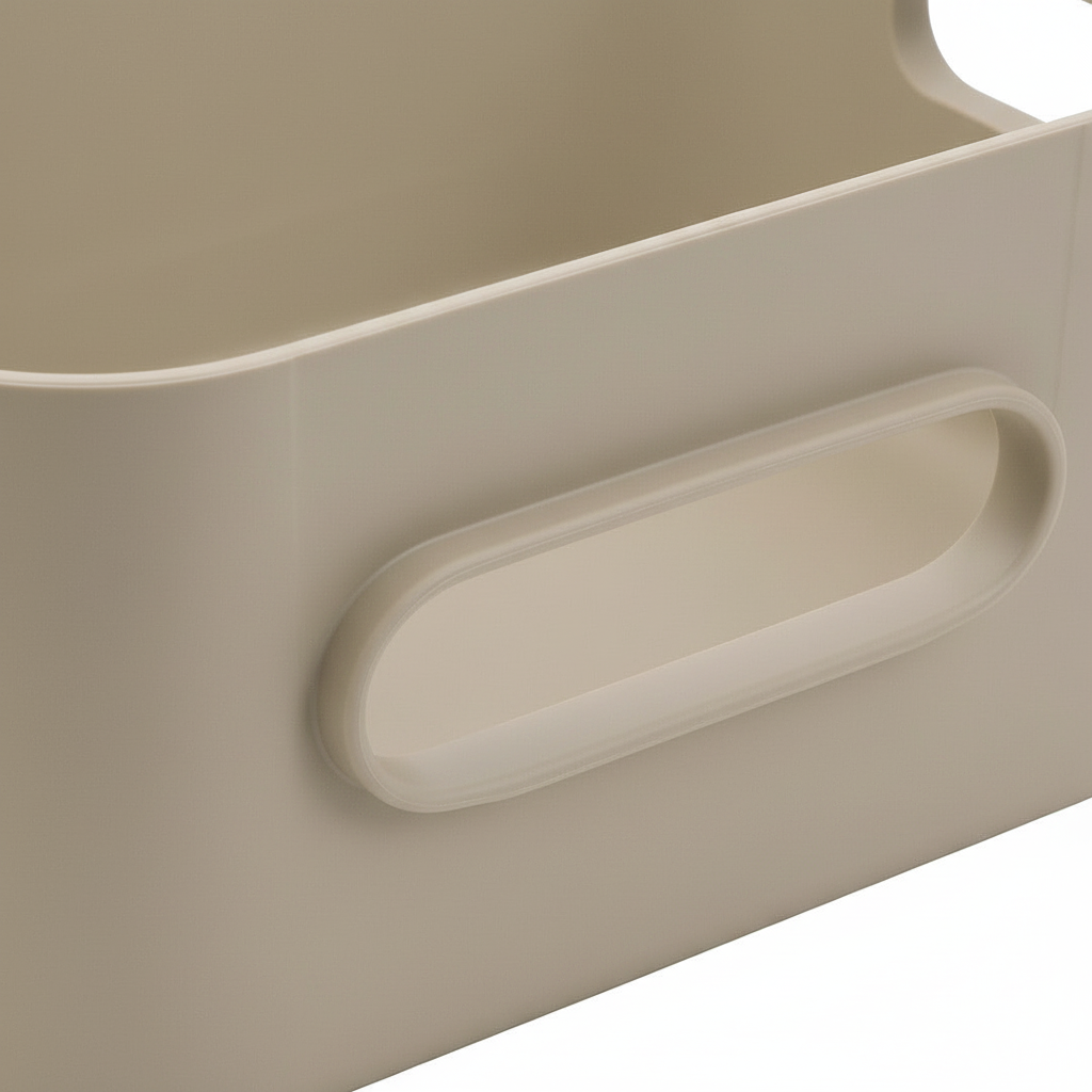 Liten oppbevaringsboks med håndtak til bad og skuffer