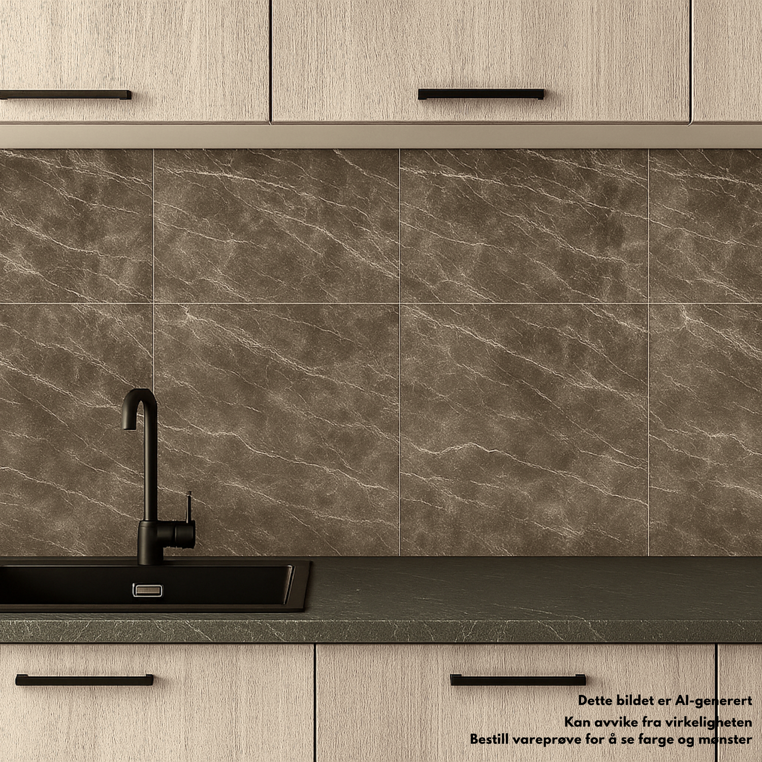 Havana selvklebende fliser brukt på kjøkkenvegg som backsplash – slitesterk og vannavvisende overflate.