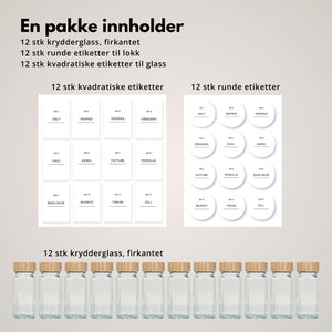 12-pk krydderglass etiketter