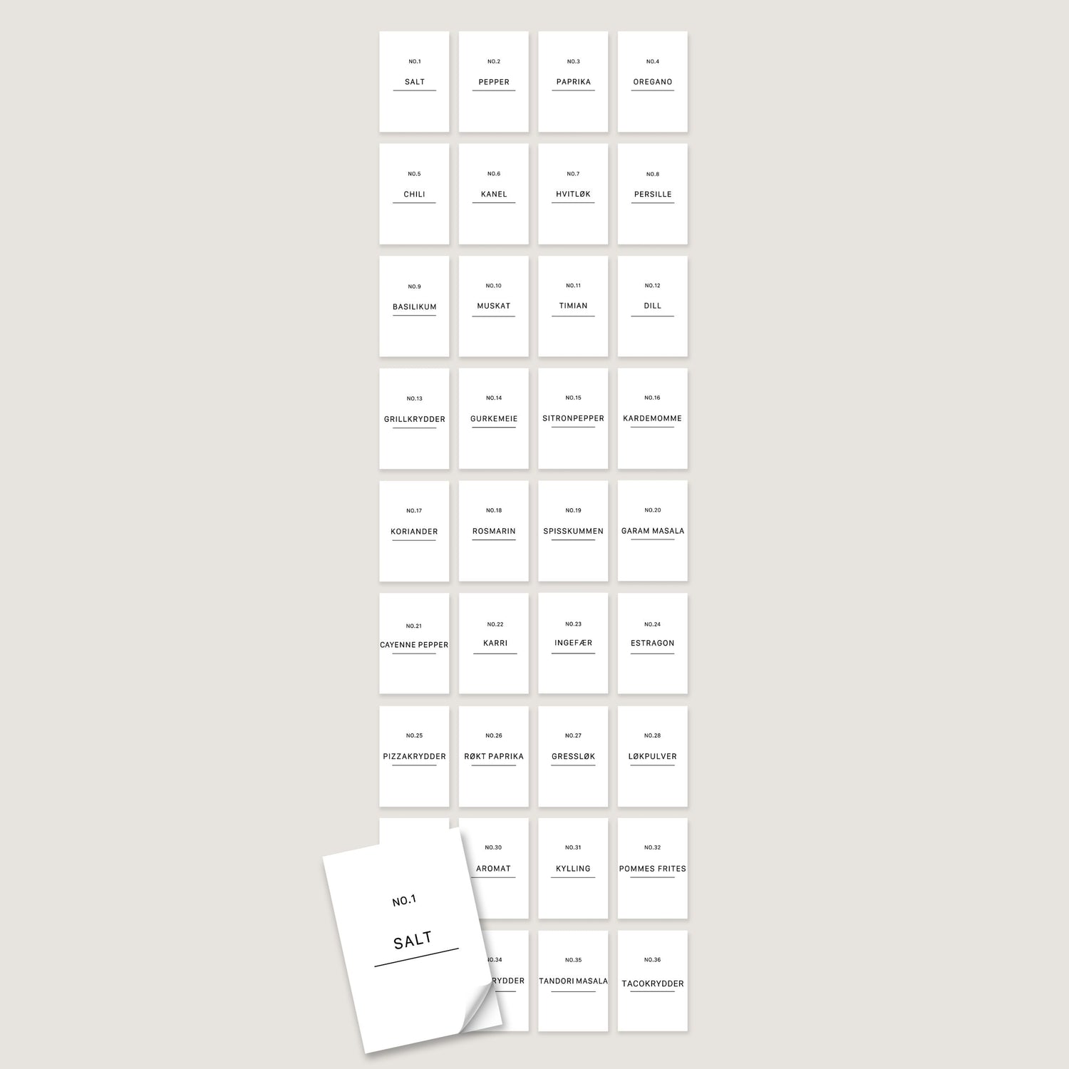36-pk Etiketter krydderglass