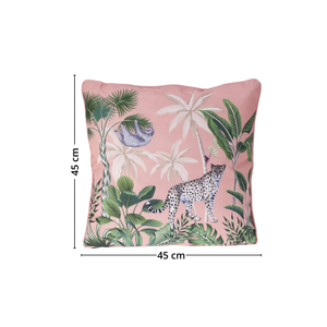 rosa pute 45  cm x 45 cm med leopard og dovendyr