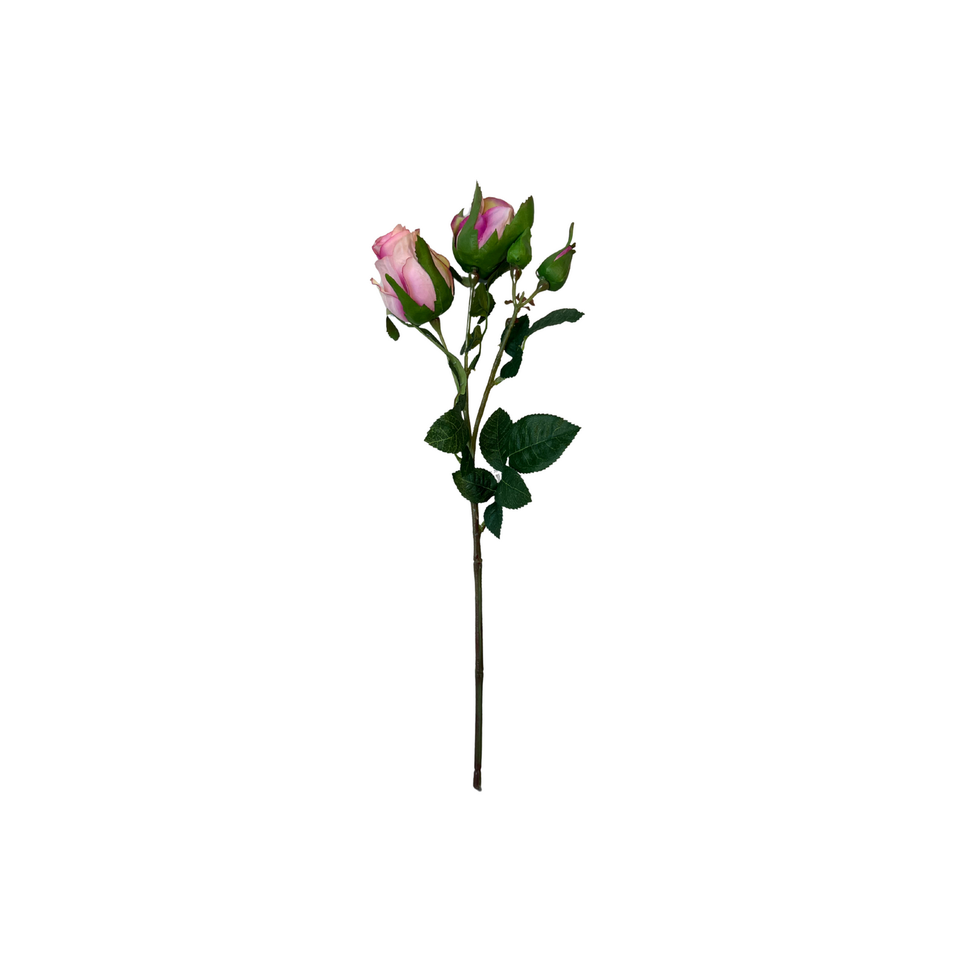 Dekorativ rosa kunstig rose som passer perfekt til buketter og interiørpynt.