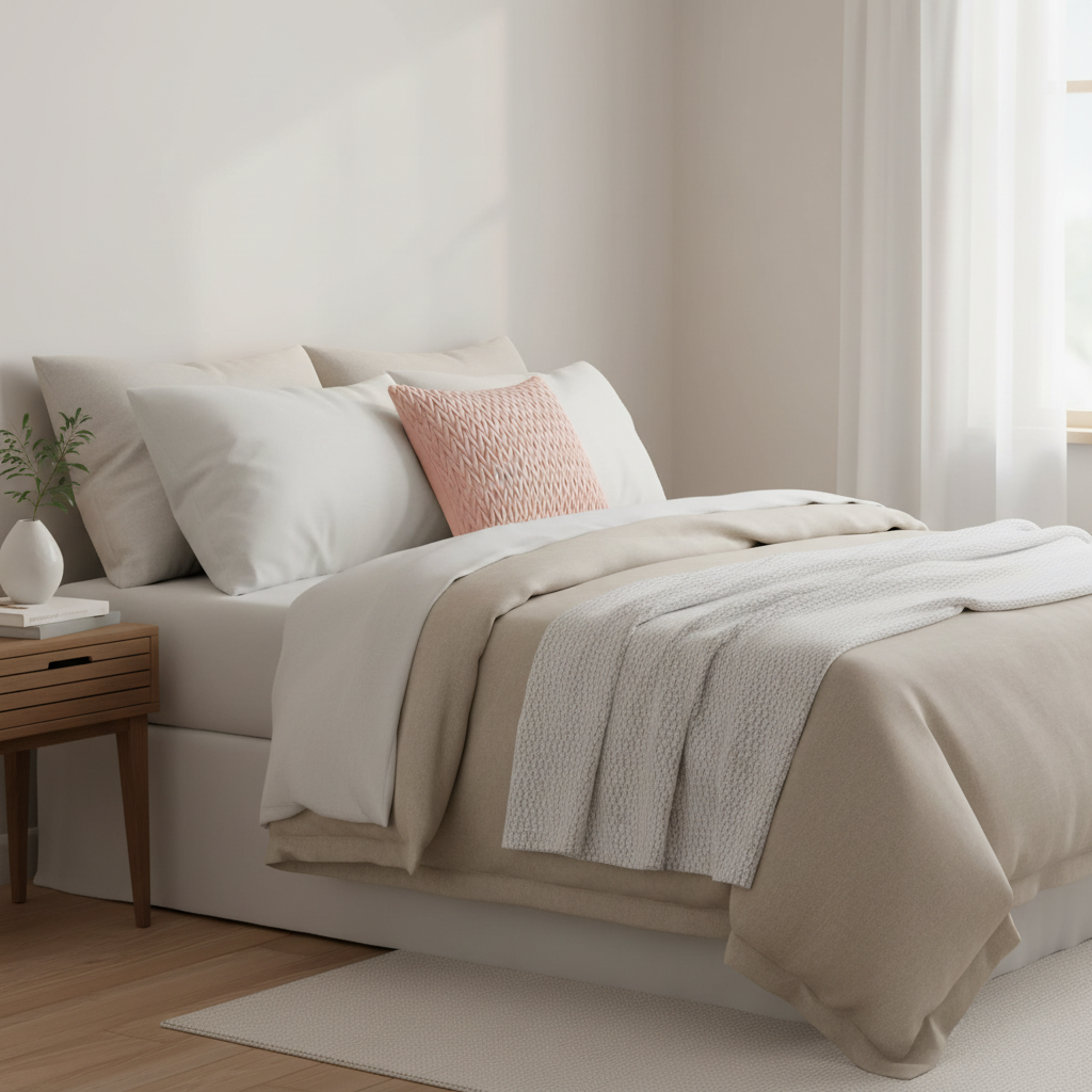 Putetrekk flettet velur lyserosa 45 x 45 cm