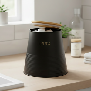 Boks oppvaskmiddel, sort metall 17 cm