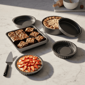 7 - pk nonstick bake - og stekesett, stabelbar - Lindas Dekor
