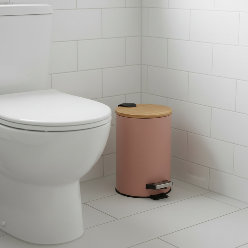 Søppelbøtte 3 liter metall/bambus beige - Lindas Dekor