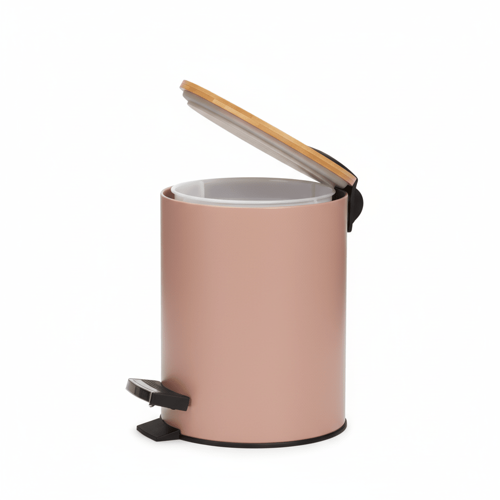 Søppelbøtte 3 liter metall/bambus beige - Lindas Dekor