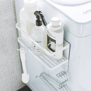 Oppbevaringshylle til vaskerom med magnet og krok i hvitt stål