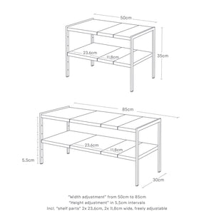 Hvit skaporganizer til kjøkken og bad med tilpasning rundt rør