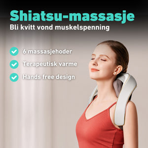 Shiatsu massasje. Terapeutisk varme. Handsfree design