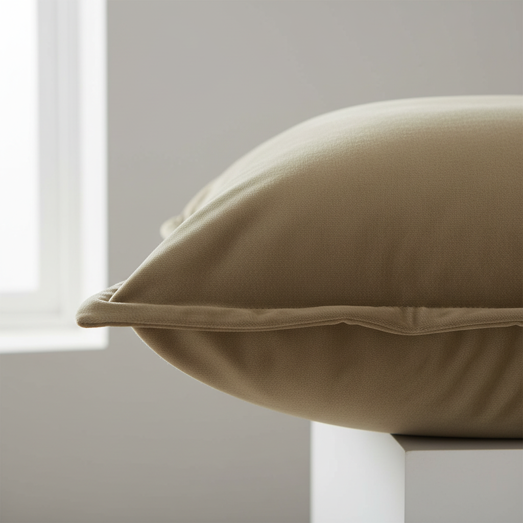 Ensfarget brun basepute i bomullsvelour til stue