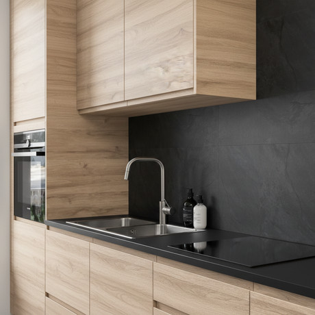 Skifer antrasitt selvklebende fliser på kjøkkenvegg - moderne stil