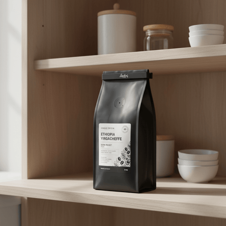 Lufttett poseklips som holder kaffe fersk lenger – stilren sort klips til kjøkkenet