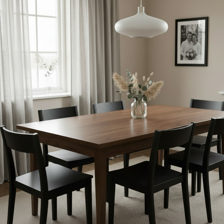 Spisebord – med gardiner