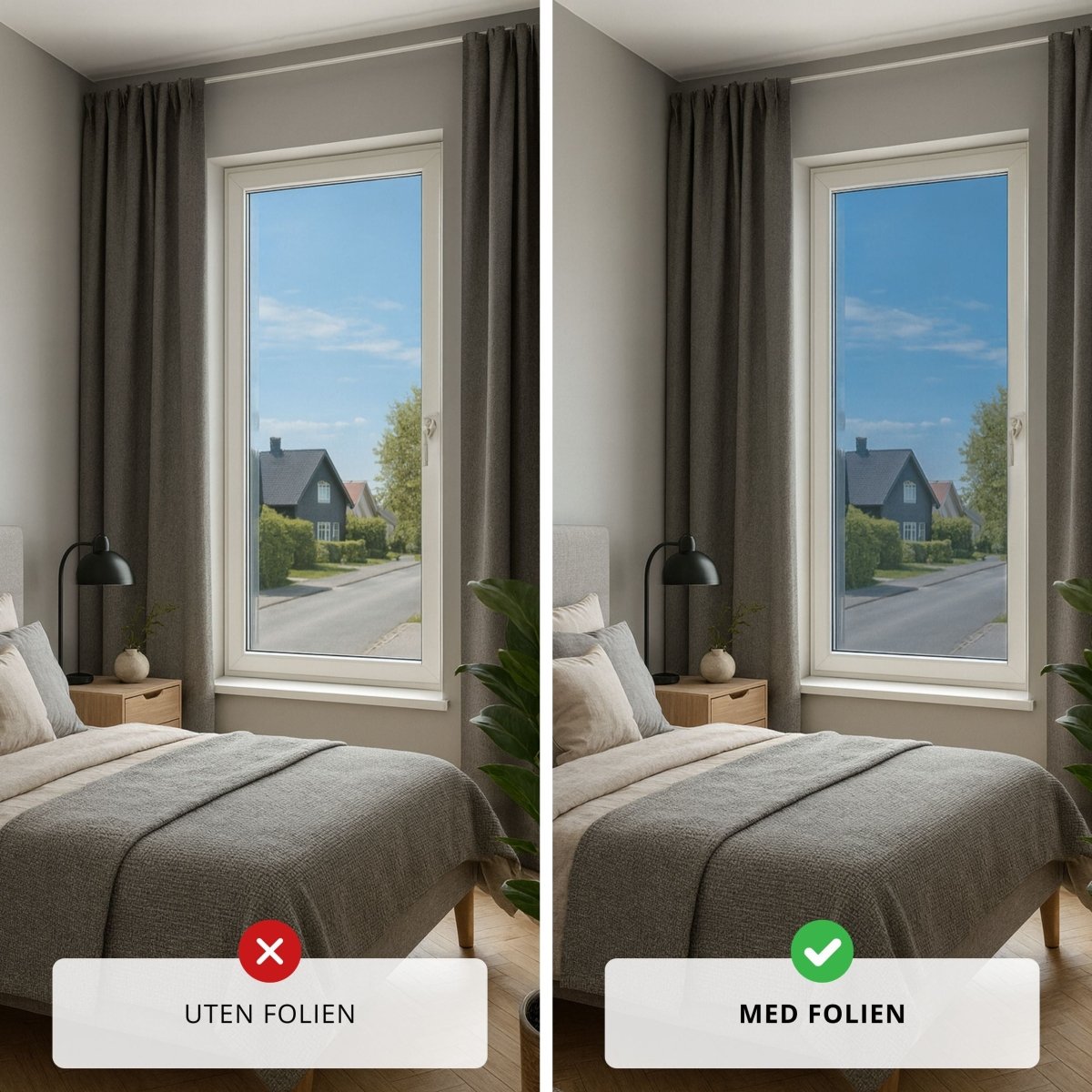 Selvklebende vindusfolie som skjermer innsyn – Lindas Dekor