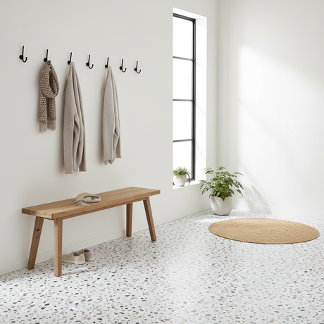 Terrazzo gulvfliser i skandinavisk entré