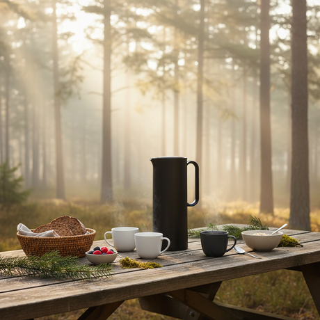 kaffekanne med god varmeisolasjon og ergonomisk grep