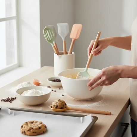 Praktisk kjøkkensett i silikon som tåler høy varme og beskytter kokekar