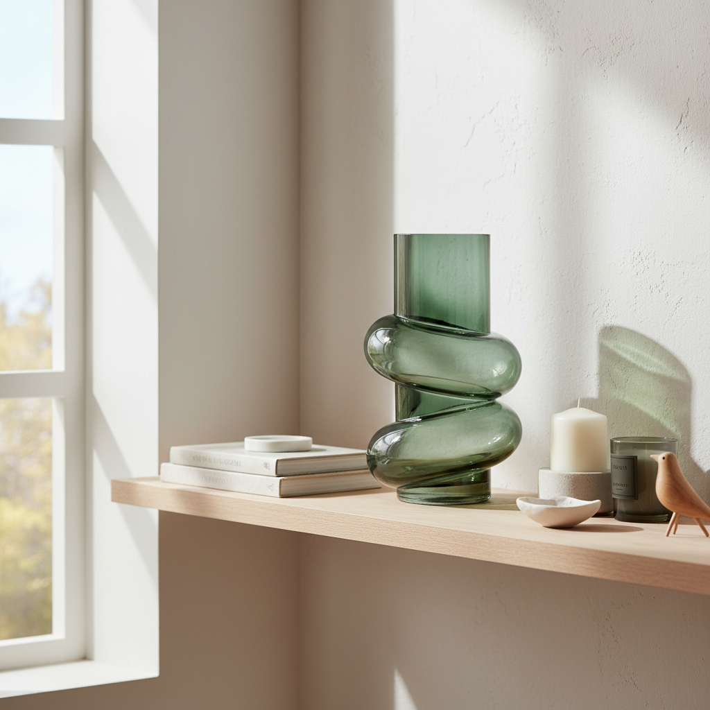 Vase flaskegrønn glass 16x26 cm størrelsesreferanse
miløbilde