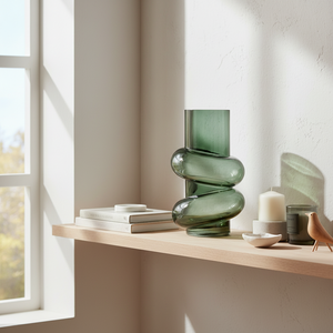 Vase flaskegrønn glass 16x26 cm størrelsesreferanse
miløbilde