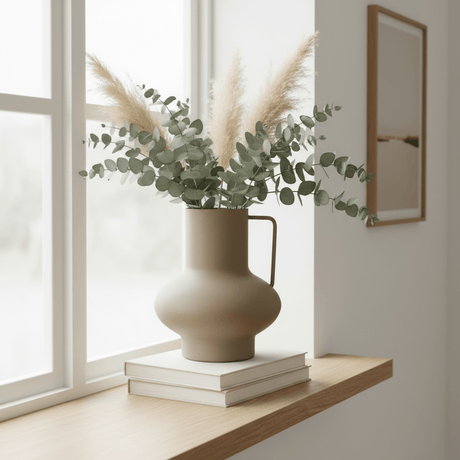 Vase matt sand med håndtak 14 x 15 cm - Lindas Dekor