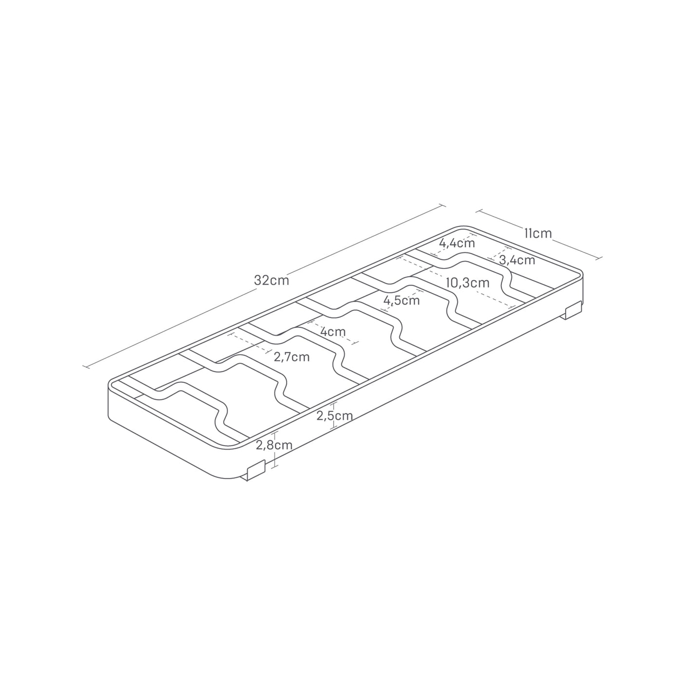 Oppbevaringsstativ for skåler i kjøkkenskap med silikonføtter