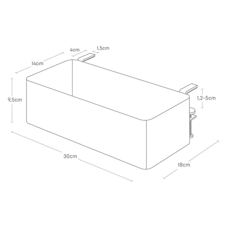 Praktisk oppbevaring til bordkant med dyp kurv i svart utførelse