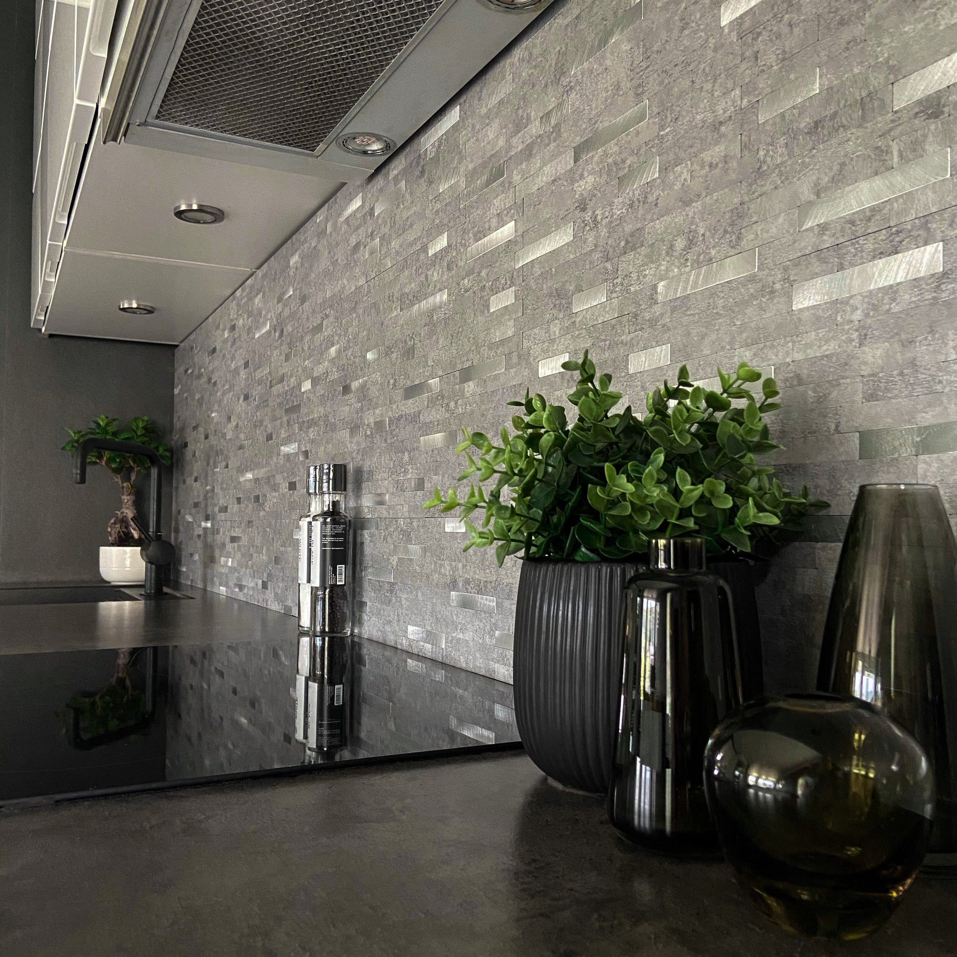 Sten ljusgrå självhäftande väggplattor