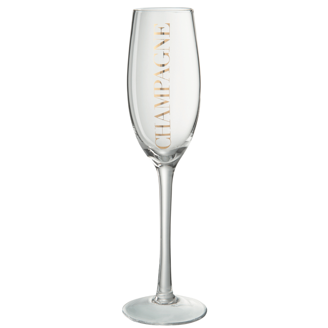 Champagneglas, transparent/guld