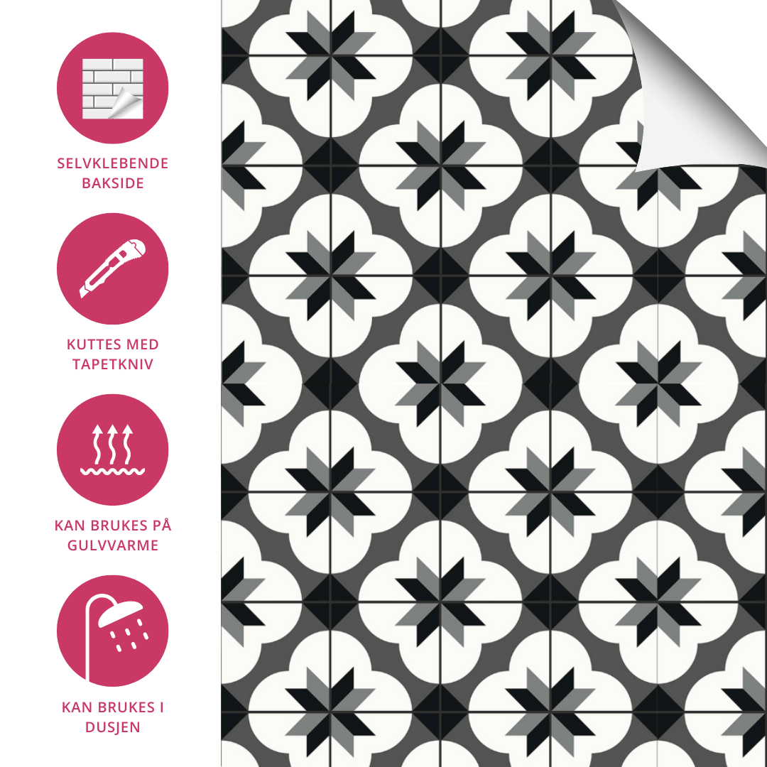 8-pk Bergen selvklebende fliser
