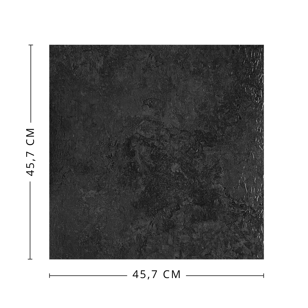 Selvklebende gulvfliser i sort betong-look for industrielt og moderne uttrykk"

