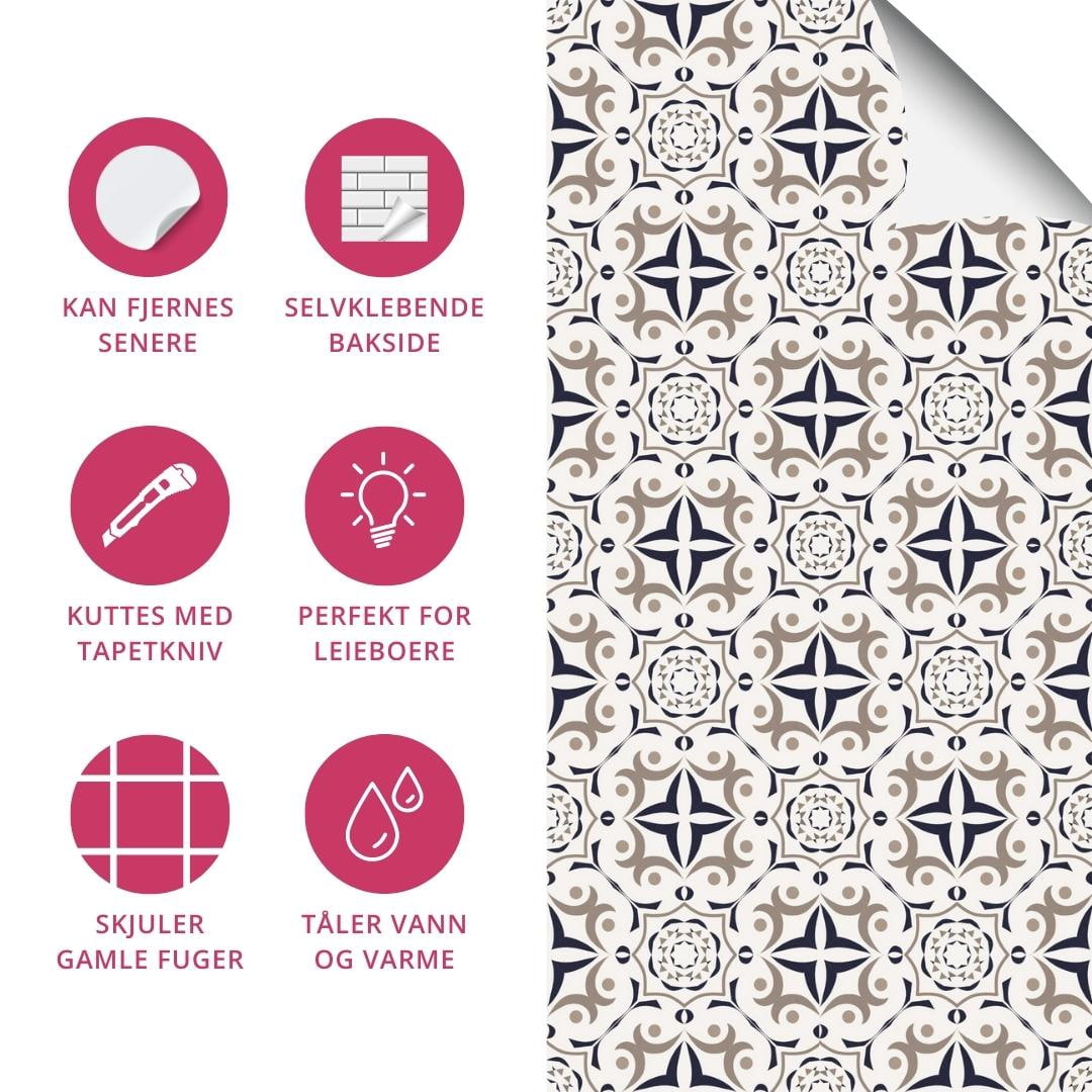 8-pk Barcelona selvklebende fliser